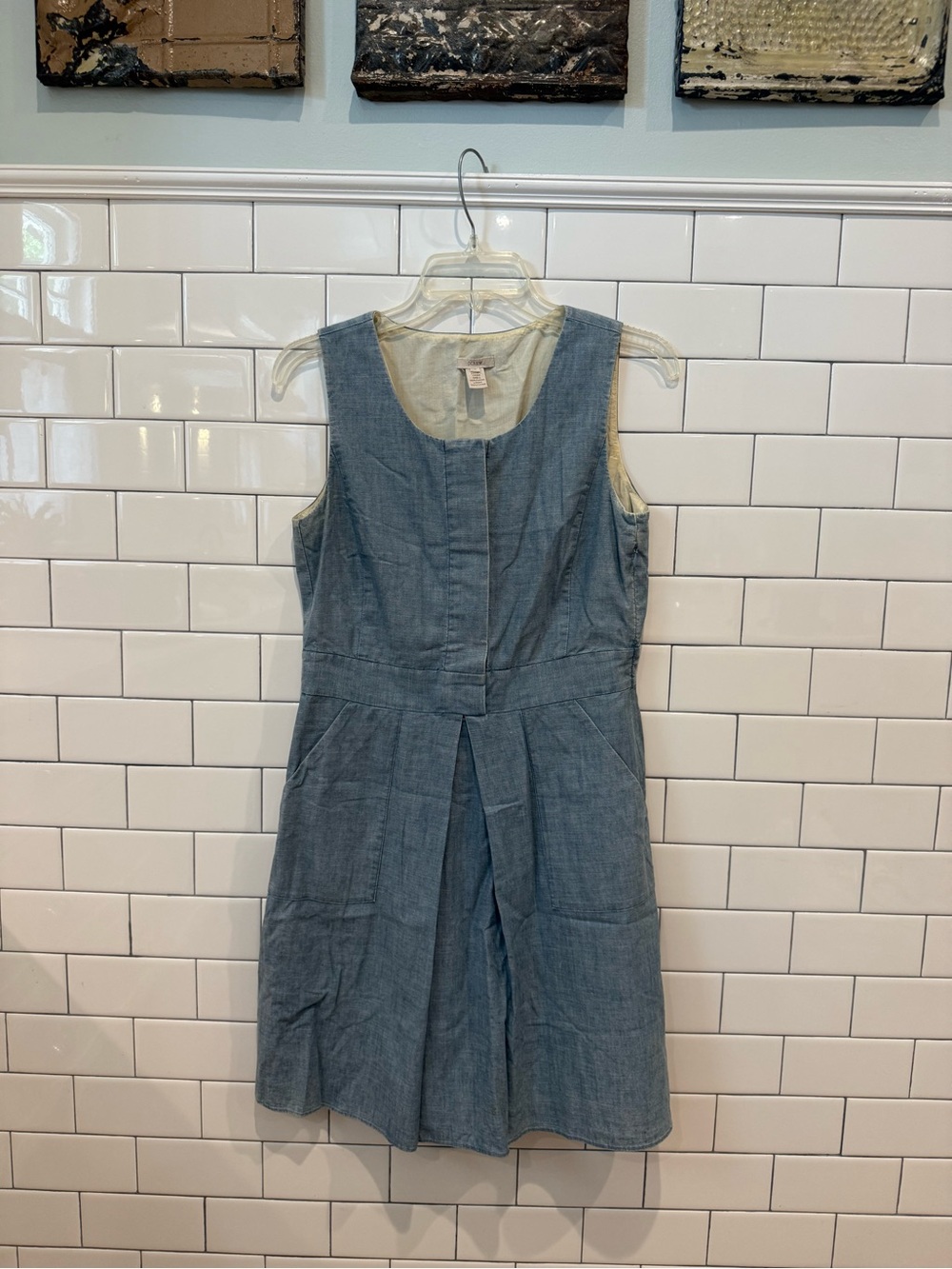 J. Crew Sleeveless Chambray Midi Dress in Light Blue